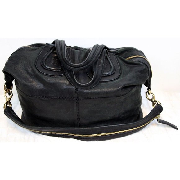 Givenchy Nightingale Black Leather Bag Satchel Bag Removable Strap Pockets - Picture 2 of 12